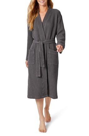 Coyuchi Gender Inclusive Waffle Weave Organic Cotton Robe in Shadow at Nordstrom, Size X-Small