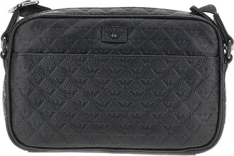 Emporio Armani Eagle motif embossed leather crossbody bag Man One Size