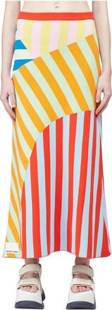 Sunnei Patchwork Gebreide Rok - Dames - Maxi Rokken - Veelkleurig - M - Katoen - Rokken