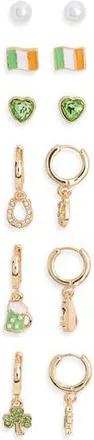 Leith Irish 6-Pack Assorted Huggie Earrings in Green Multi- Gold at Nordstrom Rack