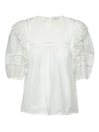Sandro Pre-owned blouse met ruches en kant - Wit