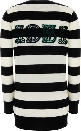 Max Mara Womens Embroidered Wool Fiemme Cardigan Bianco Nero Exterior: Virgin Maglieria Sweater