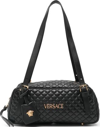 Versace Borsa a spalla trapuntata piccola - Nero