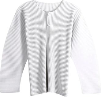 Homme Pliss&eacute; Issey Miyake September White Voluminous Pleated Top