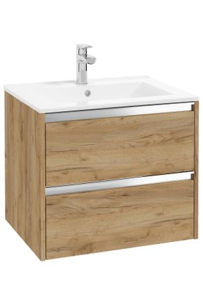 MID.YOU Mid.you Waschtischkombi, Eichefarben, Metall, 2 Schublade(n) Schubladen, 60 cm, h&auml;ngend, Badezimmer, Waschbecken & Armaturen, Waschtische