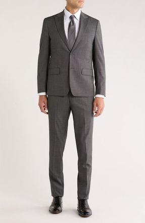 Calvin Klein Grey Mini Grid Slim Fit Suit in Grey Neat at Nordstrom Rack, Size 36 Regular