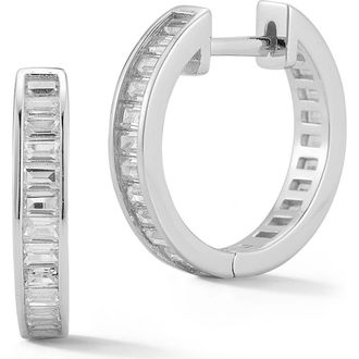 Glaze Jewelry Baguette Huggie Hoop Earrings in Silver at Nordstrom Rack