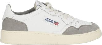 Autry White Grey Suede Logo Details Low-Top Sneakers