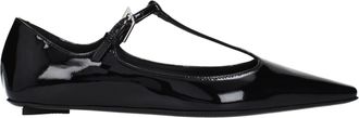 The Attico Black Leather Ballet Womens Flats