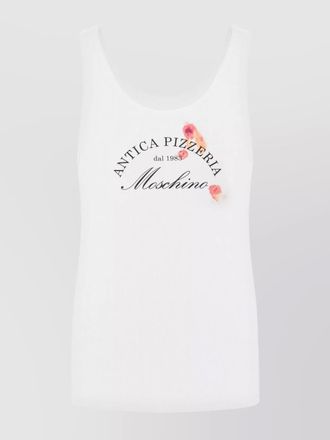 Moschino fine-ribbed scoop-neck sleeveless tank top