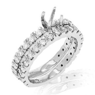 Vir Jewels 1 cttw Semi Mount Diamond Wedding Bridal Set 14K White Gold Round