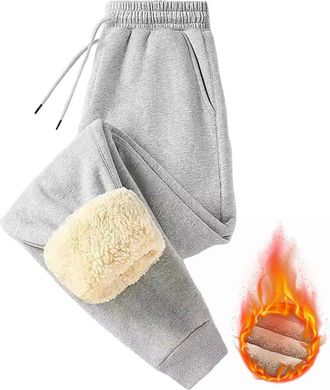 Generic Fleece Lined Joggers for Women UK Winter Thermal Warm Trousers Thick Furry Drawstring Pants Ladies Warm Workout Tracksuit Bottoms Casual Sweatpants Jo