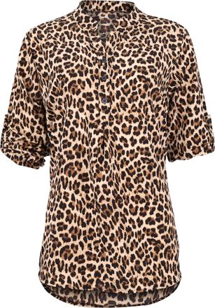 Malito more than fashion Malito 2310 Womens Slip-On Blouse, Long Sleeve Blouse with Animal Print, Roll-Up Tunic, Leopard Blouse, Office and Everyday Use, Leo 1, 36-42