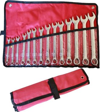 Trade Shop Trade Shop - Set Chiavi Combinate 14 Pz. 8-24 Mm Fissa E Stella Acciaio Cr-v Con Astuccio