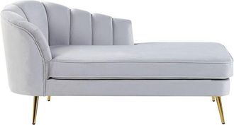 Beliani Left-Hand Chaise Lounge ALLIER Velvet Light Grey