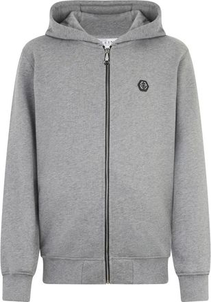 Philipp Plein Zip Hoodie Basic - Heren - Vesten met rits - Grijs - 3XL - Katoen - Hoodies & sweatvesten