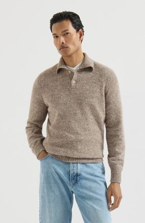 Brunello Cucinelli Alpaca, cashmere and wool knit polo in Medium Grey at Nordstrom, Size 44