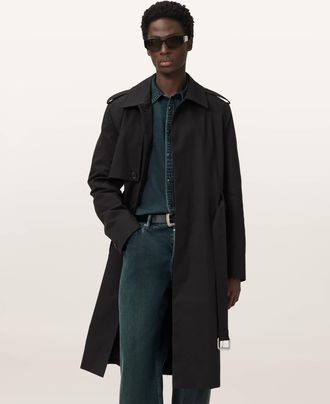 AllSaints Cotton Bastille Trench Coat, Size: XS