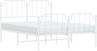 vidaXL Vidaxl - Estructura Cama Sin Colch&oacute;n Con Estribo Metal Blanco 135x190 Cm