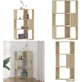 vidaXL Libreria Angolare 3 Ripiani Rovere Sonoma 50x50x102 cm Legno - Libreria a 3 ripiani - Libreria in legno