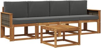 vidaXL Conjunto De Sof&aacute;s De Exterior 4 Uds. Natural Y Antracita Vidaxl