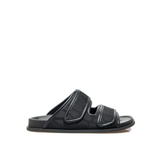 Valentino Garavani Black Fabric Flat Mens Sandals