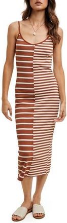 Wishlist Multi Stripe Knit Midi Dress in Burnt/Off White at Nordstrom Rack, Size Large