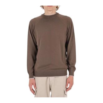 Eleventy Mag0N037 Gebreide trui met ronde hals - Heren - Truien - Bruin - Maat: M Wol