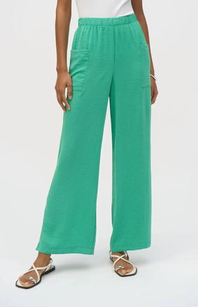 Joseph Ribkoff Gauze Wide Leg Pull On Pants In Green
