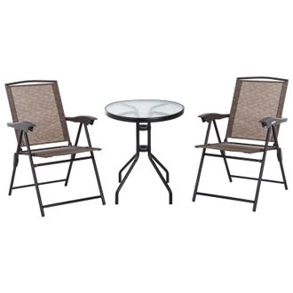 OUTSUNNY Conjunto Mesa Y 2 Sillas Muebles Para Jard&iacute;n Exterior Patio Terraza Silla
