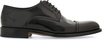 Ferragamo perforated leather Derby shoes - men - Calf Leather/Calf Leather/Goat Skin - 10.5EE - Black