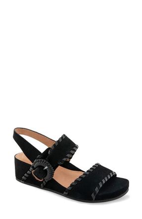 Gentle Souls Gayle Slingback Wedge Sandal in Black Suede at Nordstrom, Size 5.5