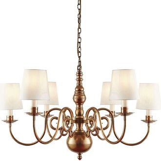 Loops Luxury Hanging Ceiling Pendant Light Solid Brass Marble Silk 6 Lamp Chandelier