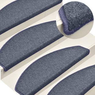 vidaXL Tappetini per scale 15 pz 65x24x4 cm Grigio scuro e blu Semicircolari Grandi vidaXL