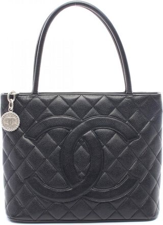 Chanel Black Grained Calfskin Handbag Tote Bag (Pre-Owned)