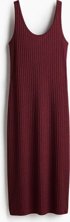 H&M Geripptes Strickkleid - Weinrot
