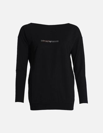 Emporio Armani Womens Visibility Logo Sweater, Black - Size: 10