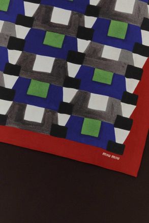 Miu Miu Womens Geometric-Printed Silk Scarf Blue