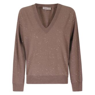 Herno Truien & Vesten, Dames, Bruin, M, V-neck Truien
