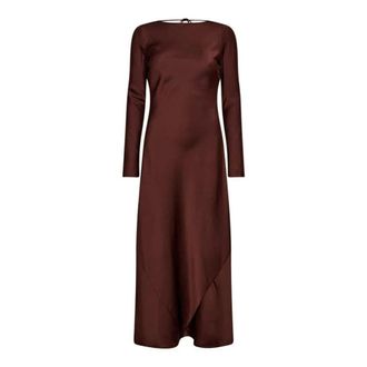 Co'Couture Safiracc Waterfall Back Maxikleid - Dames - Casual kleedjes - Bruin - XS - Polyester - Kleedjes