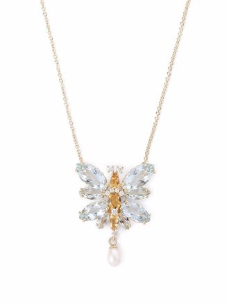 Dolce & Gabbana 18K yellow gold Butterfly aquamarine necklace - women - Citrine/Aquamarine/quartz/18kt Yellow Gold/Diamond/Freshwater Pearl - One