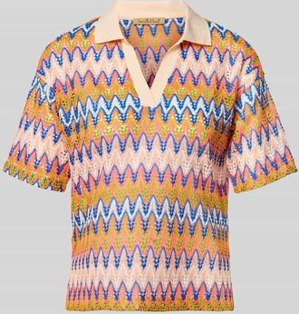 Smith & Soul Boxy Fit T-Shirt mit Polokragen und V-Ausschnitt in Neon Orange, Gr&ouml;&szlig;e XXL