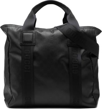 Gucci Black Leather Nylon Pvc Shoulder Bag Tote Bag (Pre-Owned)