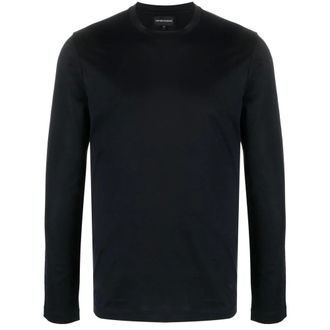 Emporio Armani Tops, Heren, Blauw, M, Katoen, Linnen Katoen T-Shirt