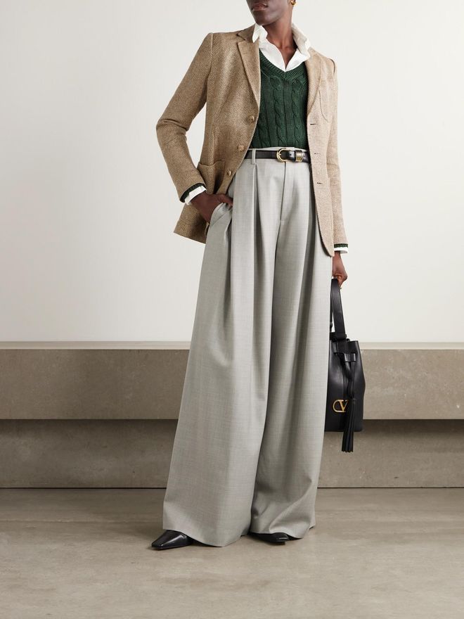 Ralph Lauren Collection Pantaloni A Gamba Larga In Lana Con Pinces