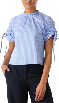 Co'Couture Dames, Blouses & Shirts, Blauw, Maat: XS Katoen