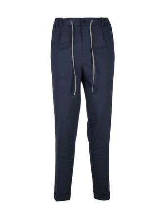 Liu Jo Navy Blue Classic Trousers With Tailored Design And Pleated Front