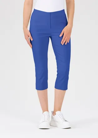 Stehmann Caprihose STEHMANN Ina, Damen, Gr. 38, N-Gr, blau (santoriniblau,3035), Web, Obermaterial: 72% Viskose, 25% Polyamid, 3% Elasthan, 3/4-L&auml;nge, Hosen Ca