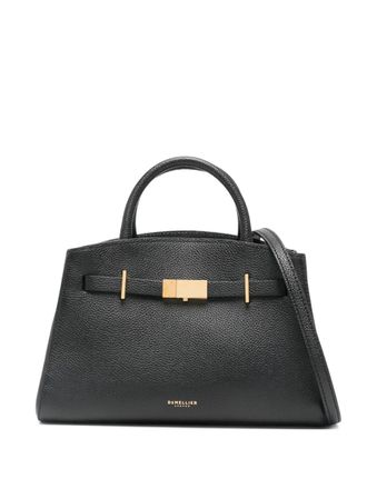 DeMellier small Hudson grain leather tote bag - Zwart