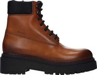 Prada Brown Leather Ankle Womens Boots